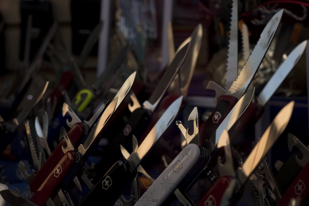 assorted-color pocket knives