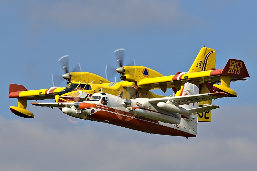 yellow and white plane