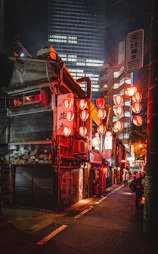 lantern on the street at nighttime