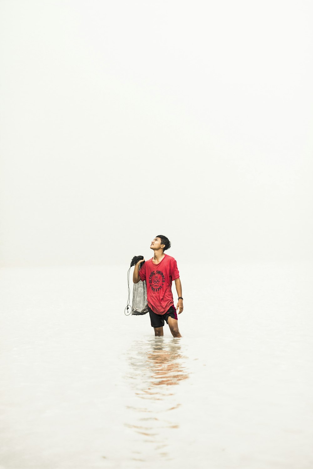 man standing in body of water