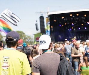 people standing near stage