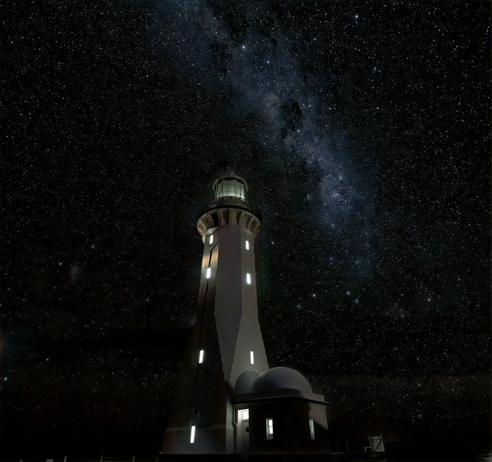 photo of white painted lighthouse
