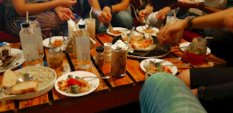 food on wooden table
