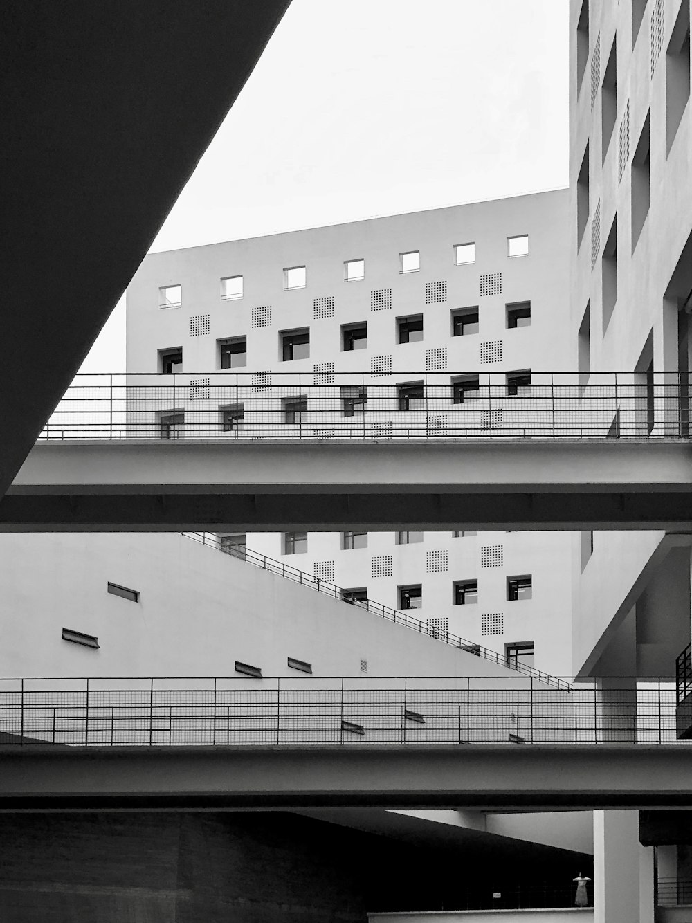 grayscale photo of building