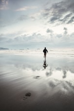 reflection of person on shore