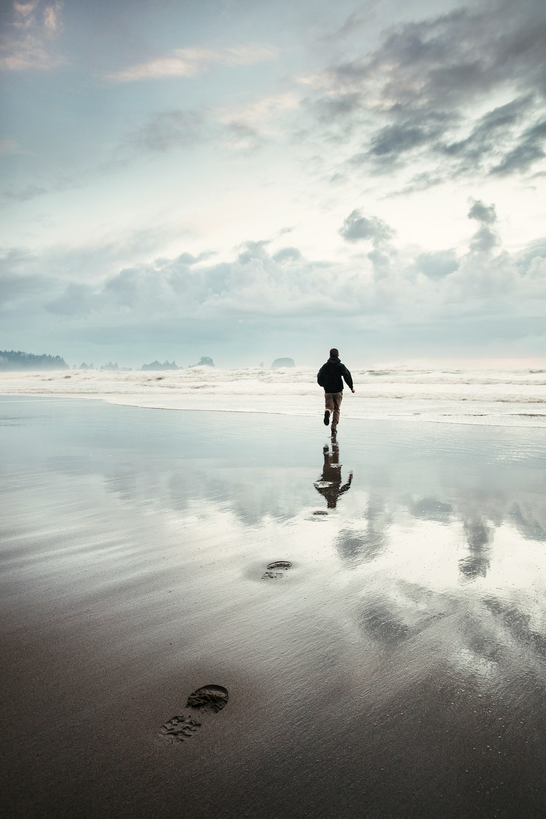 reflection of person on shore