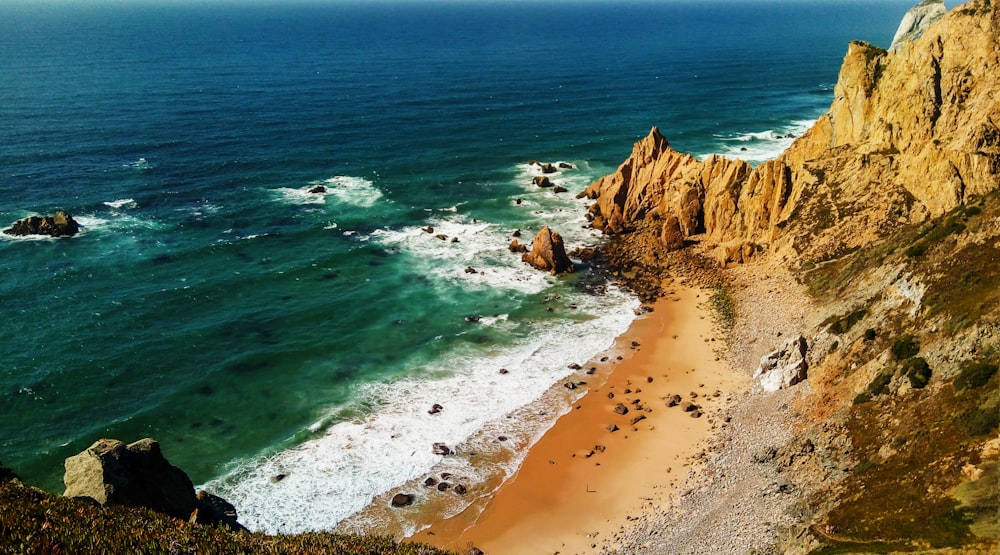 Orilla del mar y cuerpo de agua durante el día