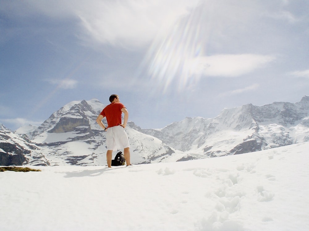 man standing on mountain