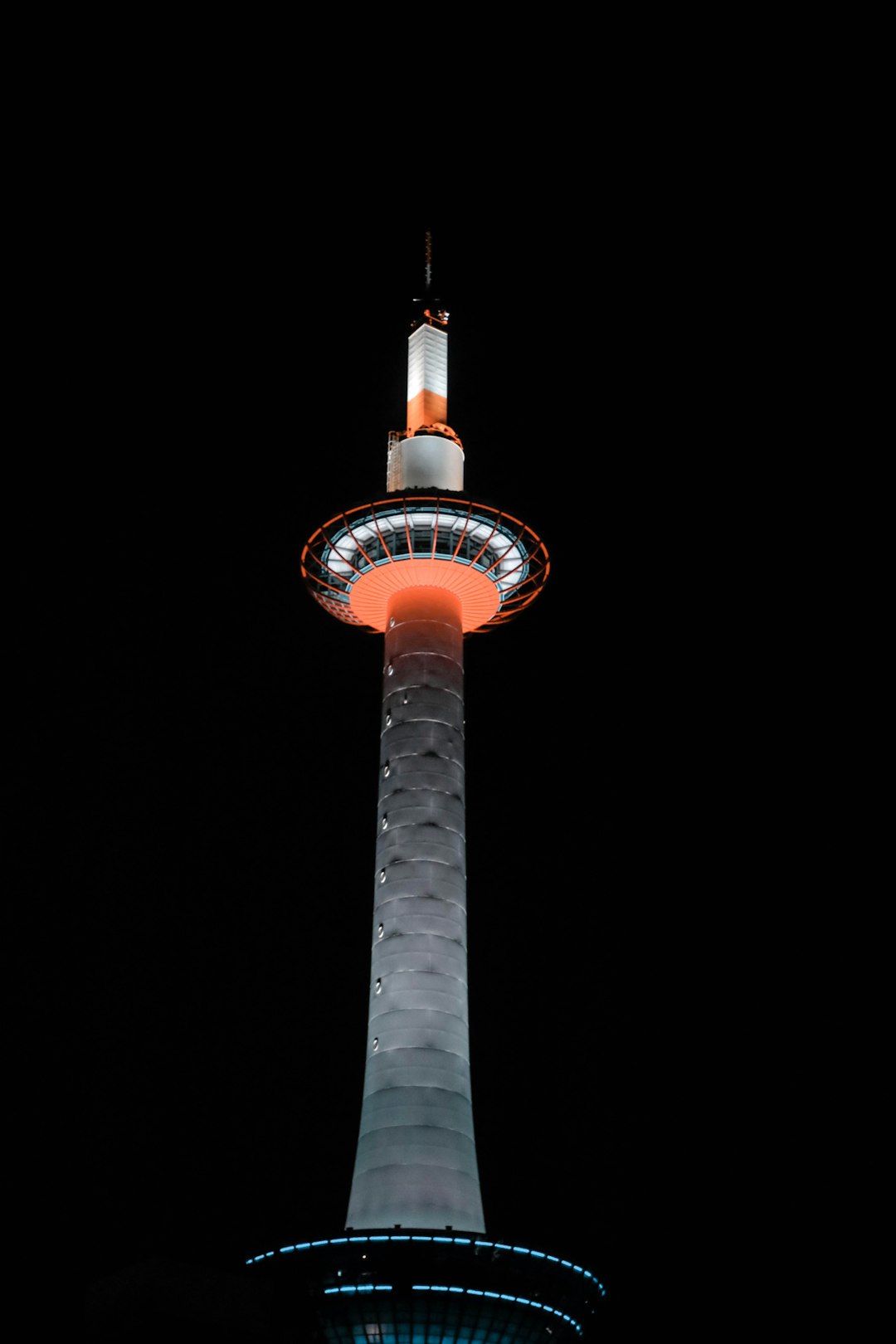 tower with lights on during night