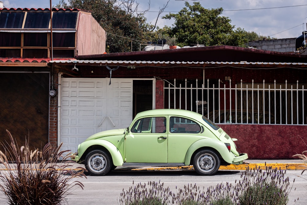 green Volkswagen Beetle 3-door hatchback
