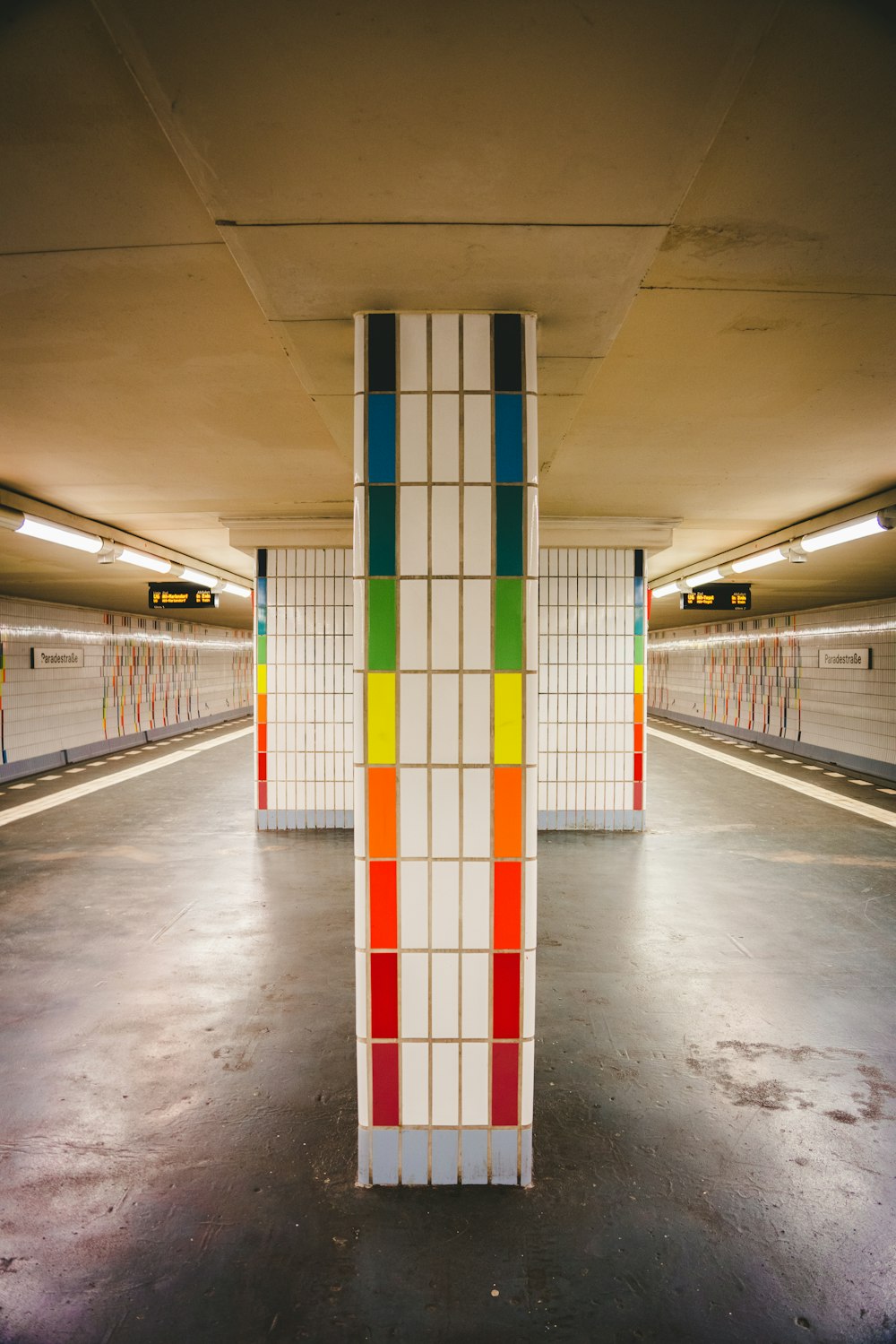 empty building interior with turned on lights