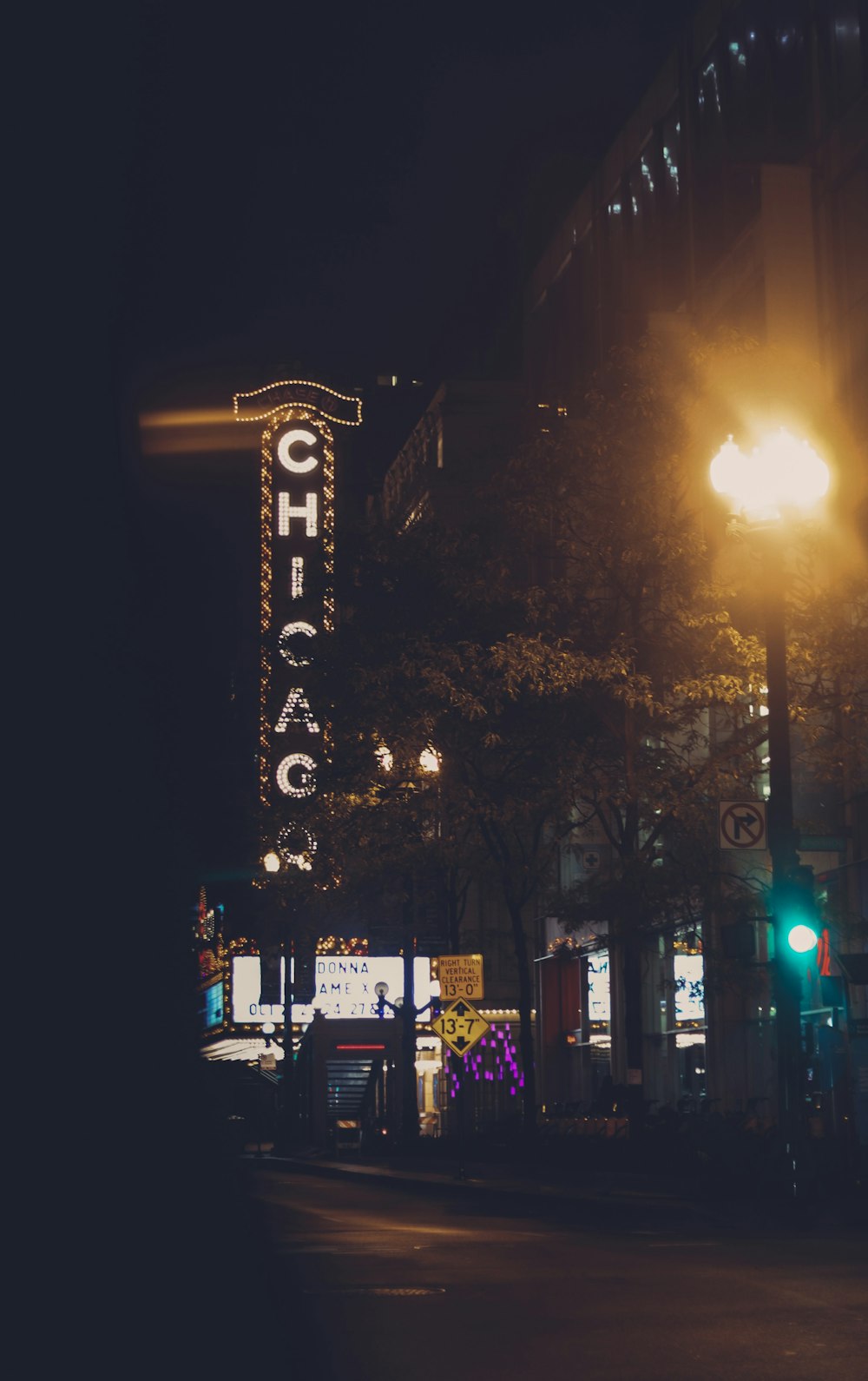 lighted Chicago sign