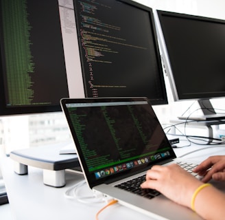 shallow focus photo of person using MacBook