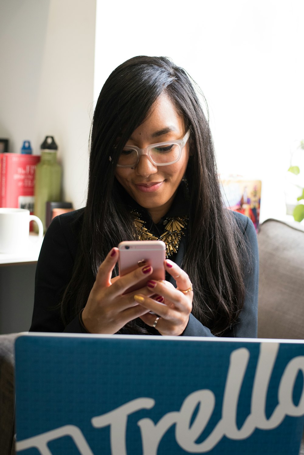 woman using iPhone