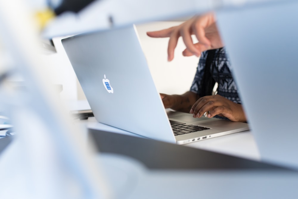 silver MacBook