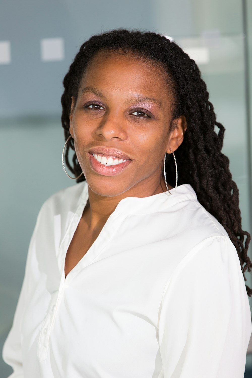 woman in white dress shirt