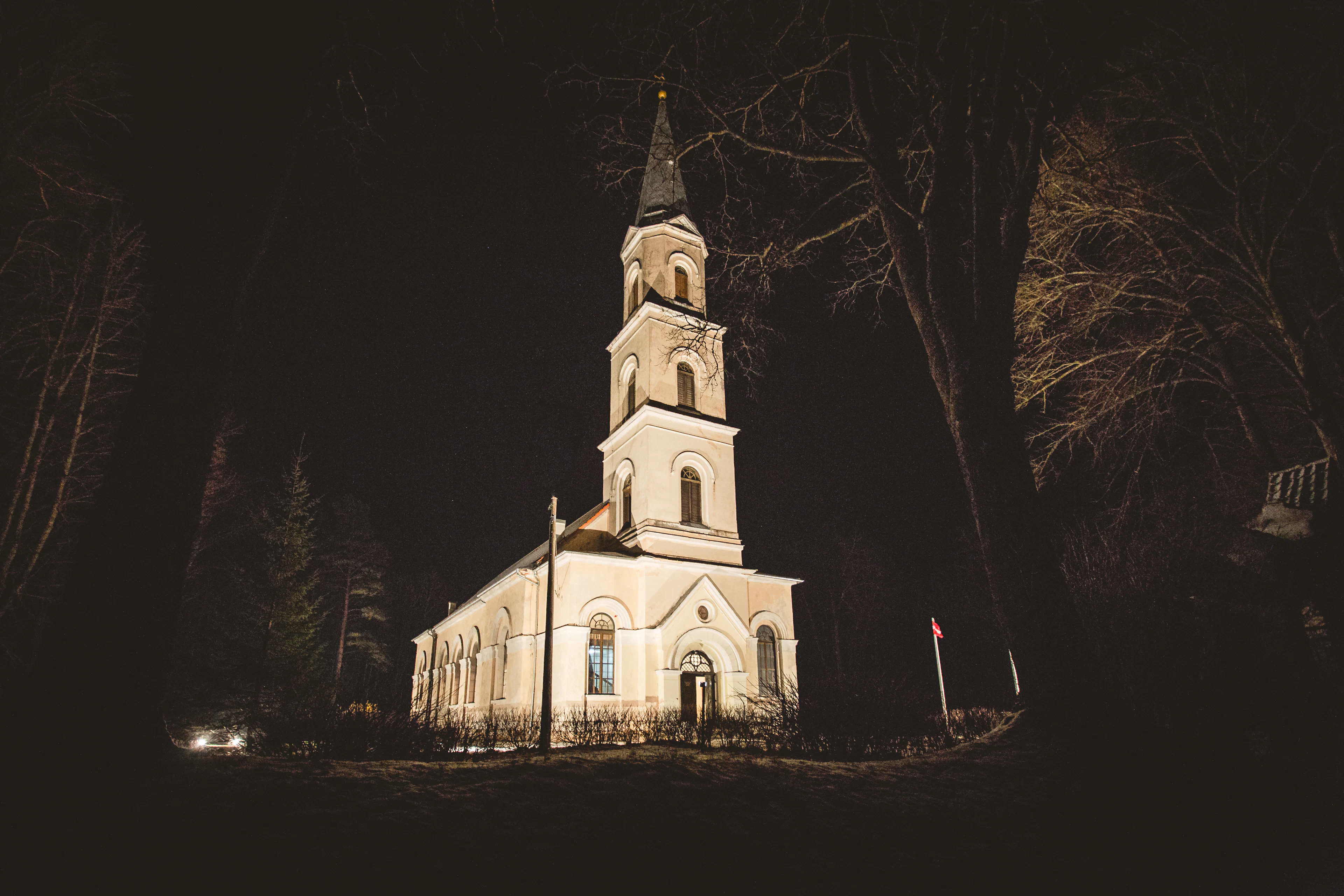 Photo of white painted cathedral