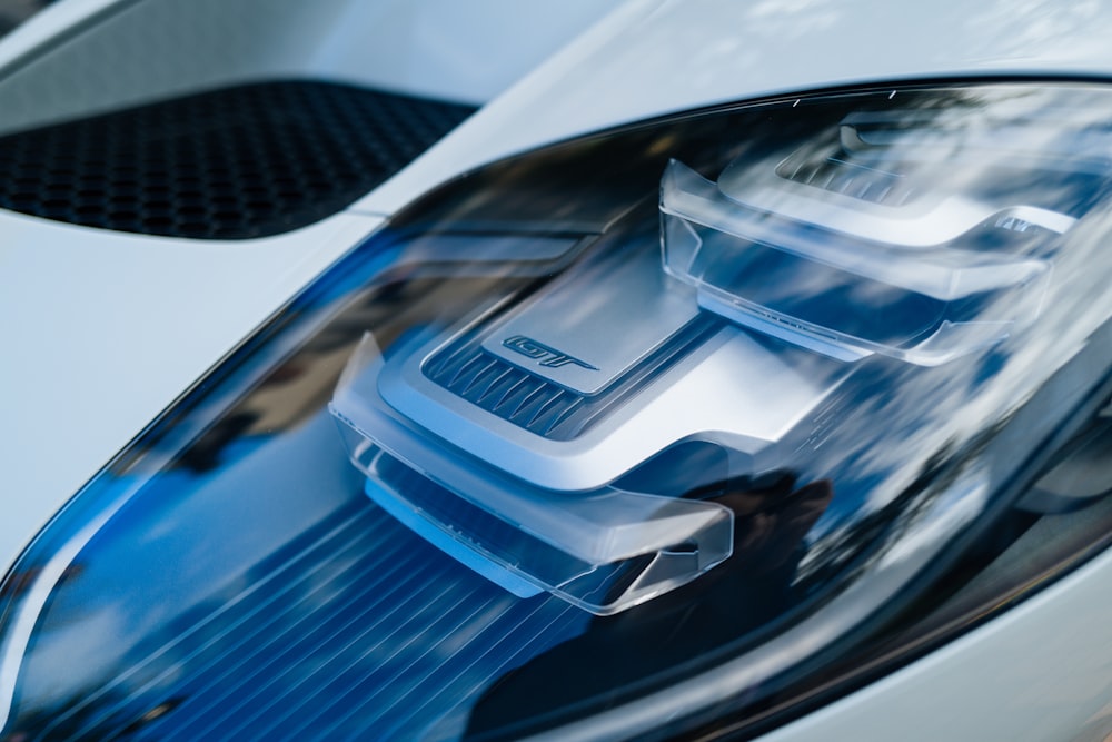 a close up of a car with its hood up