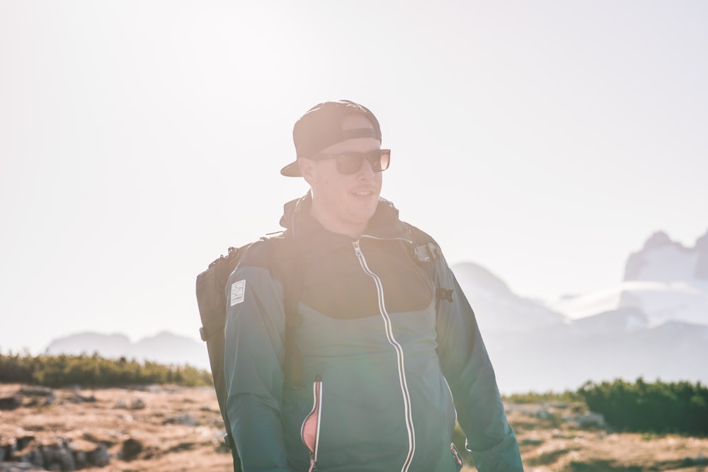 man in blue jacket