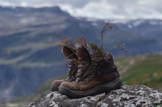 pair of brown boots