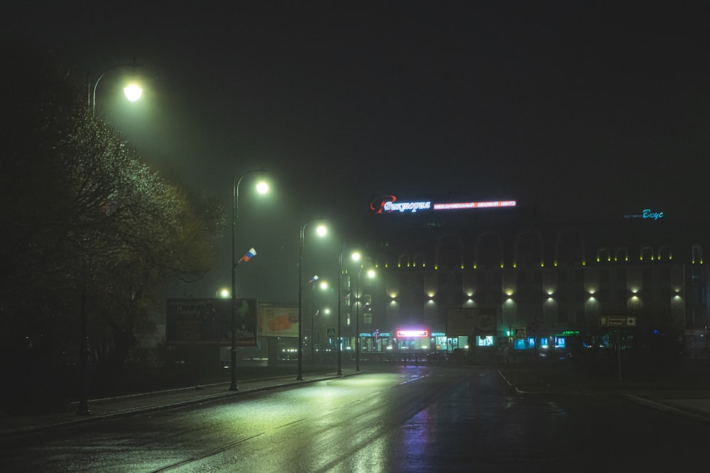 wide road with street lights