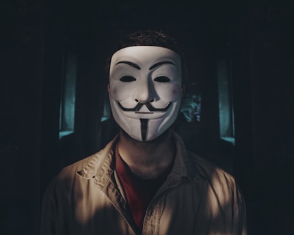 person wearing guy fawkes mask