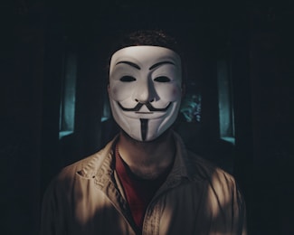 person wearing guy fawkes mask