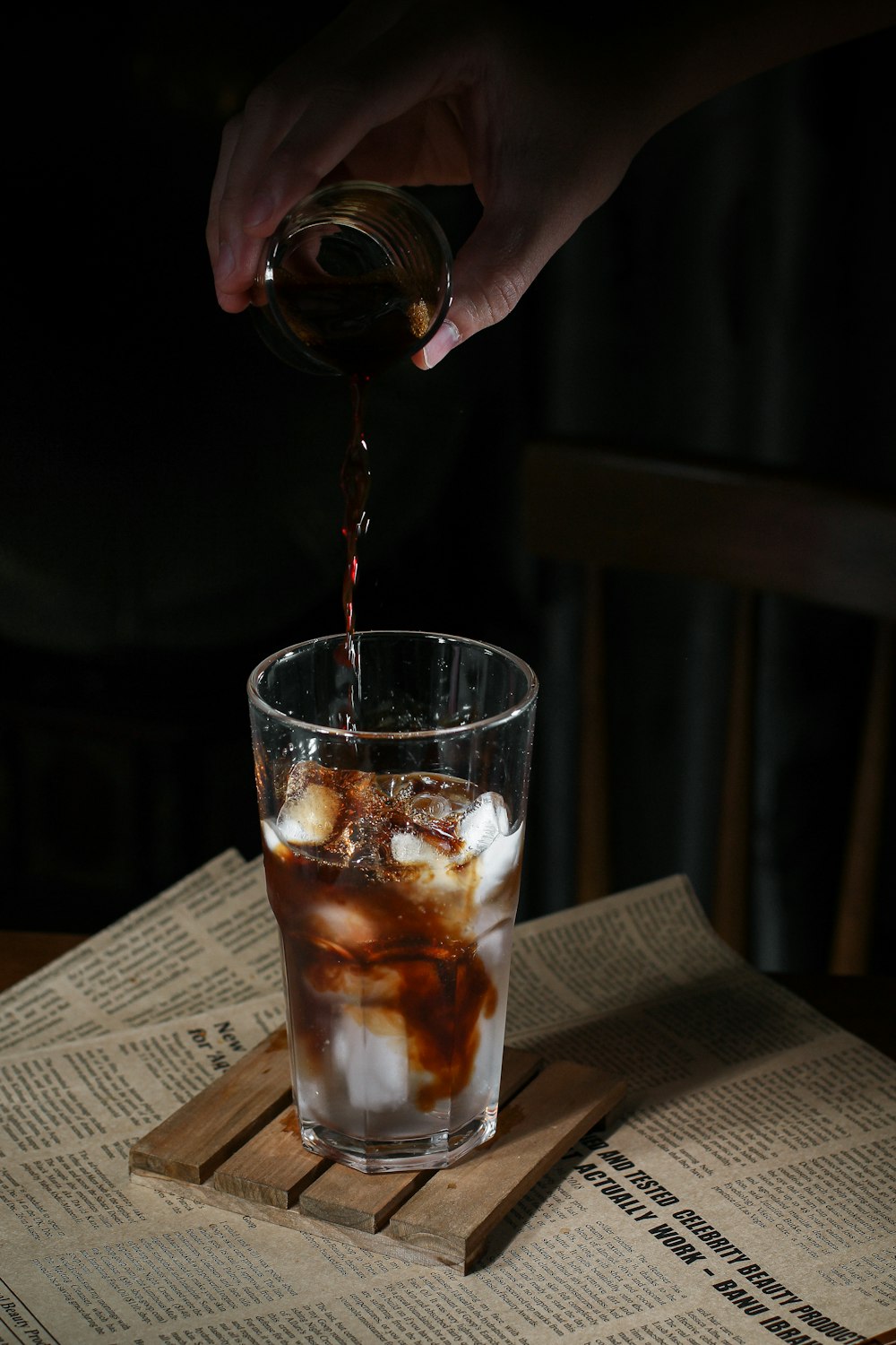 clear drinking glass on top of table