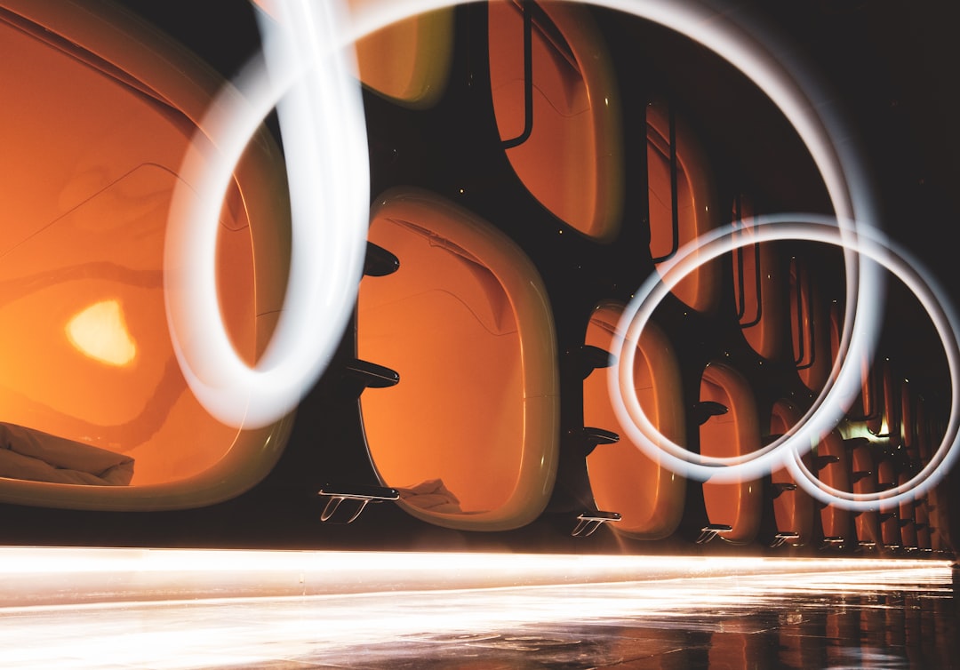 spiral white LED lights, Capsule hotel