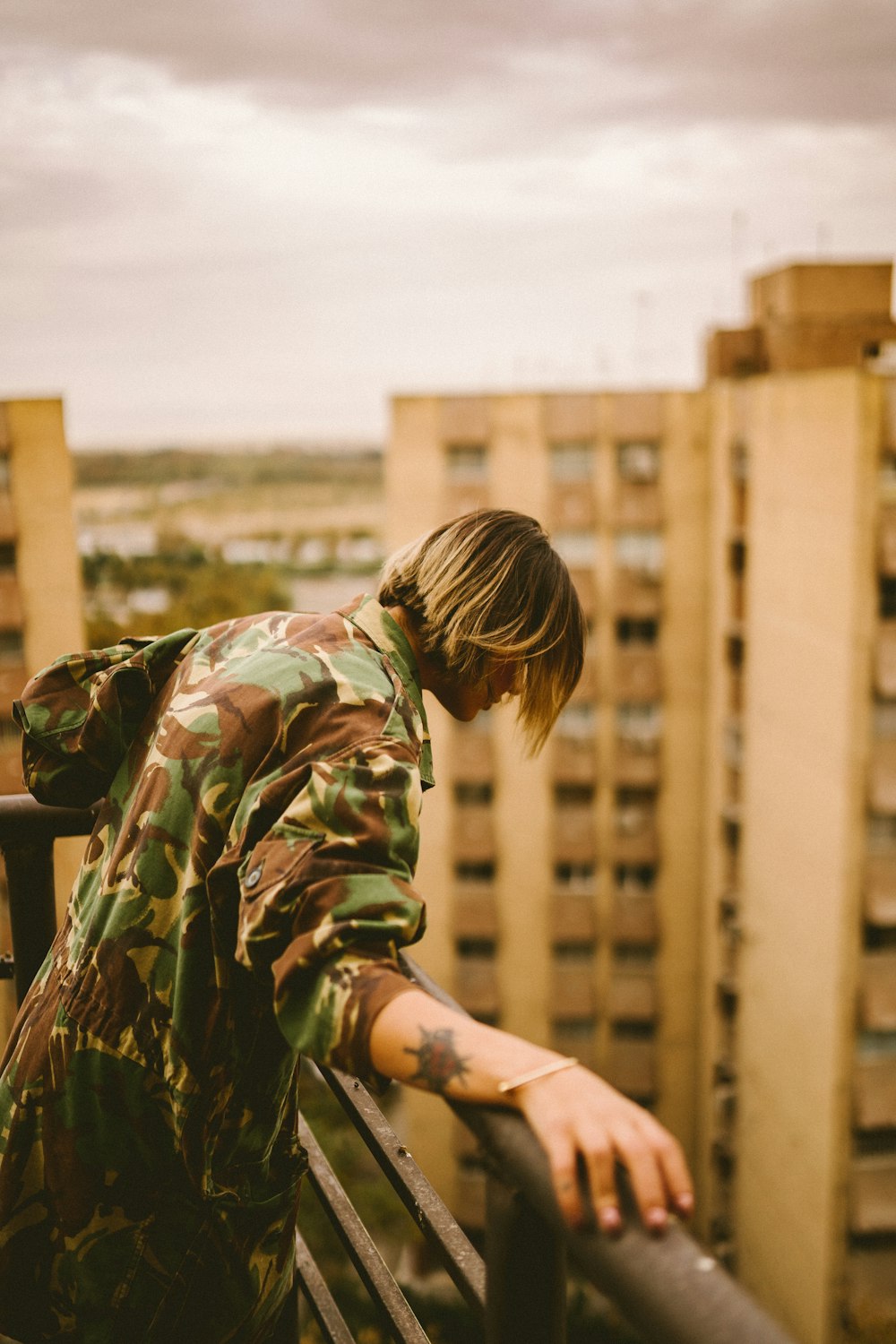 green and brown camouflage dress