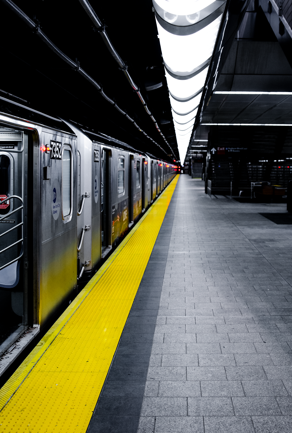 grey train in subway