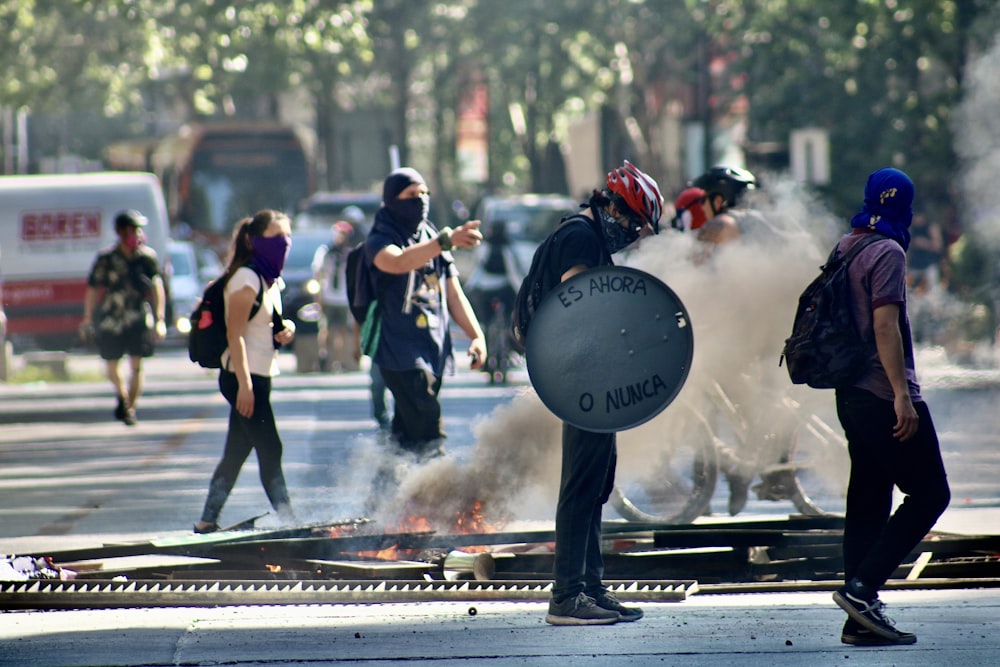 people with mask on street