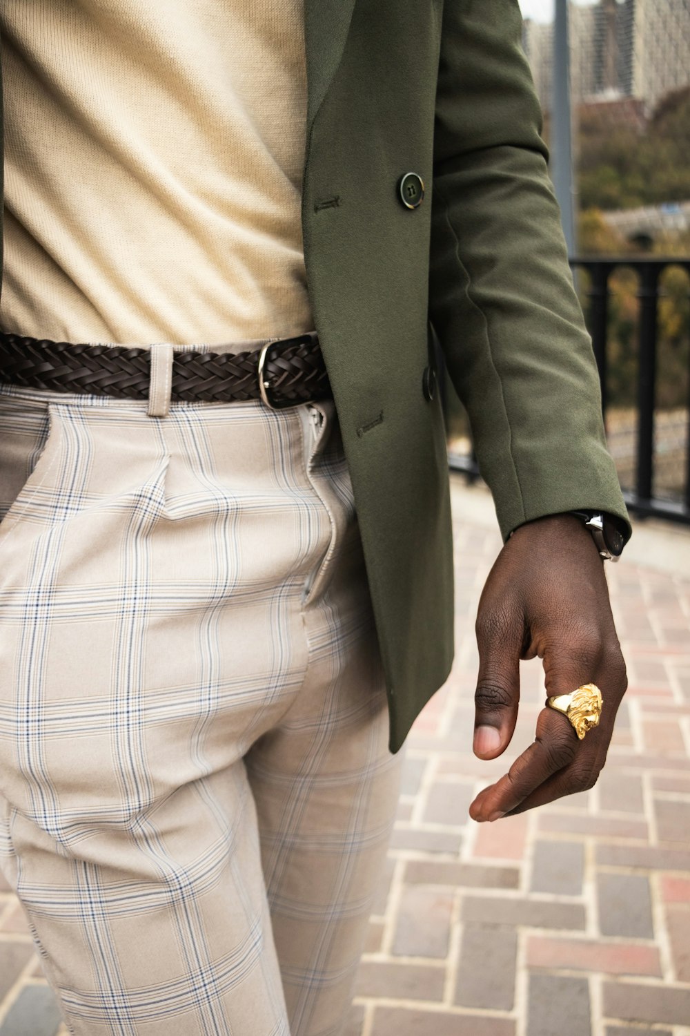 man wearing green blazer