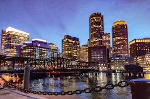 view photography of lighted city buildings