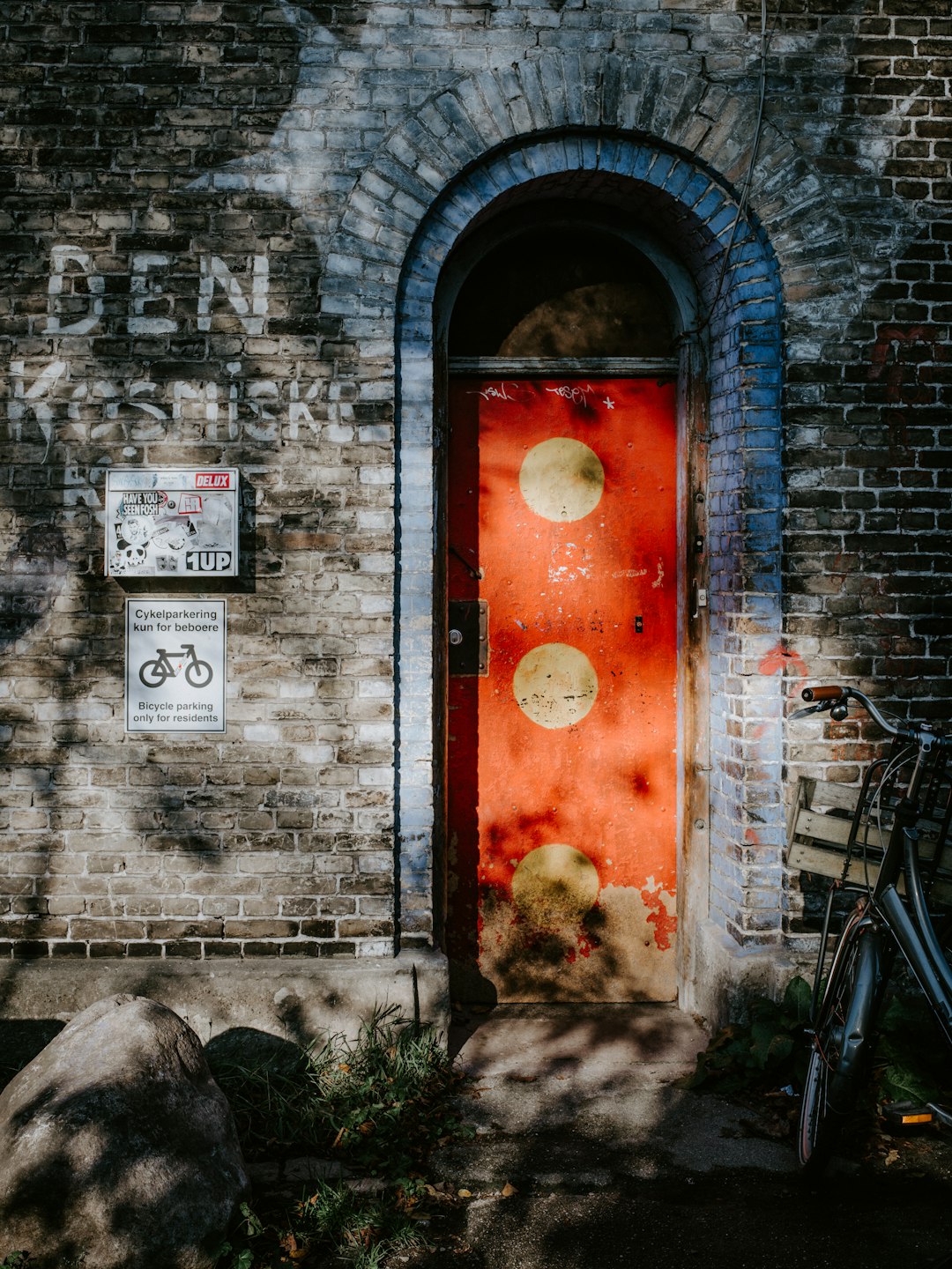 close orange metal door