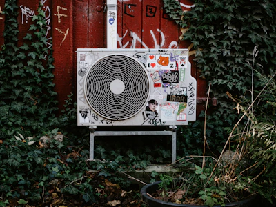 white AC condenser