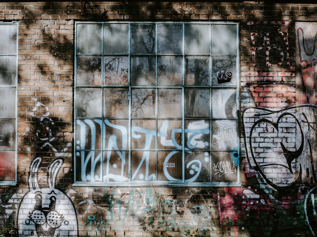 brown and white graffiti wall