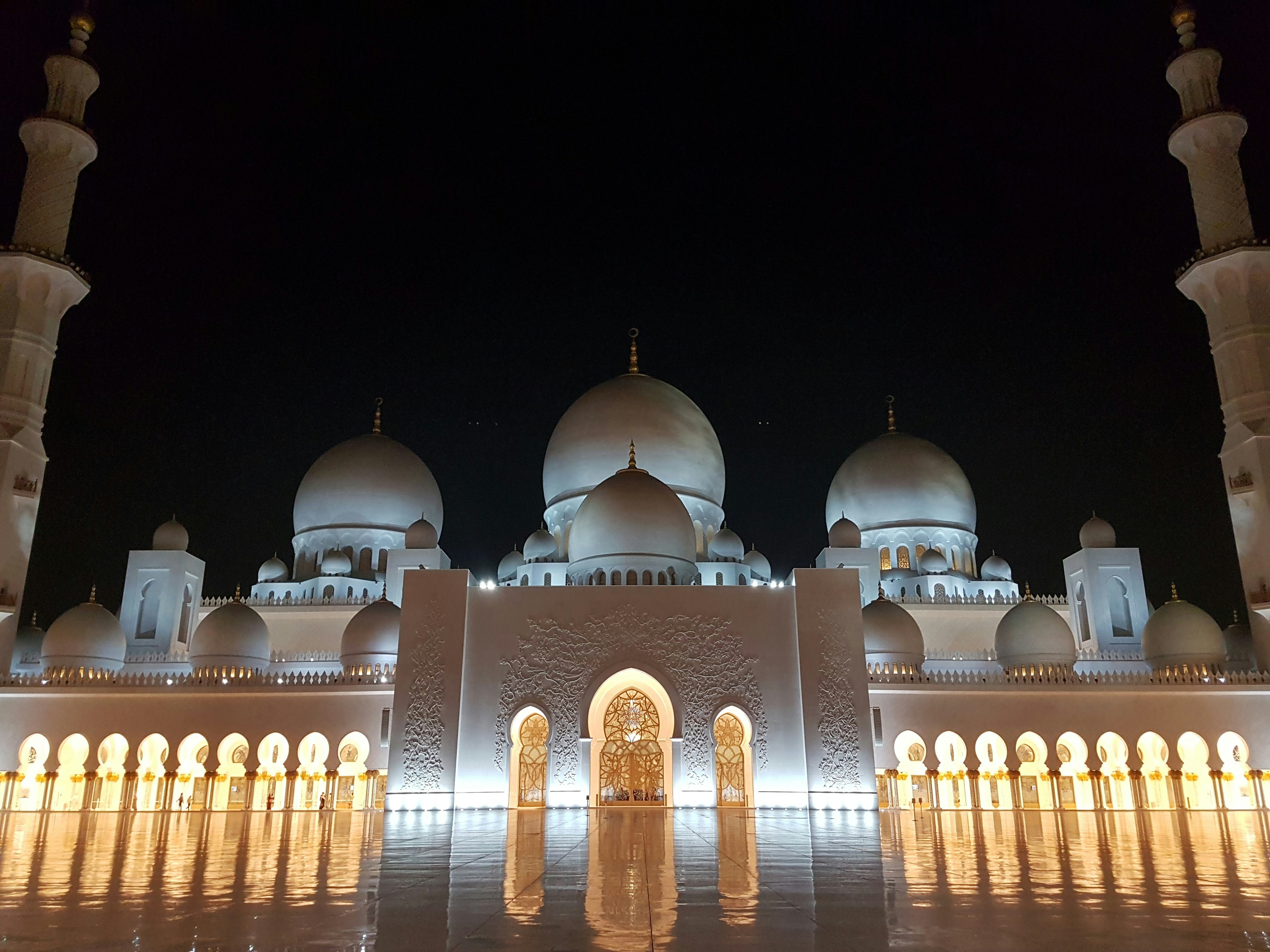 white mosque at night