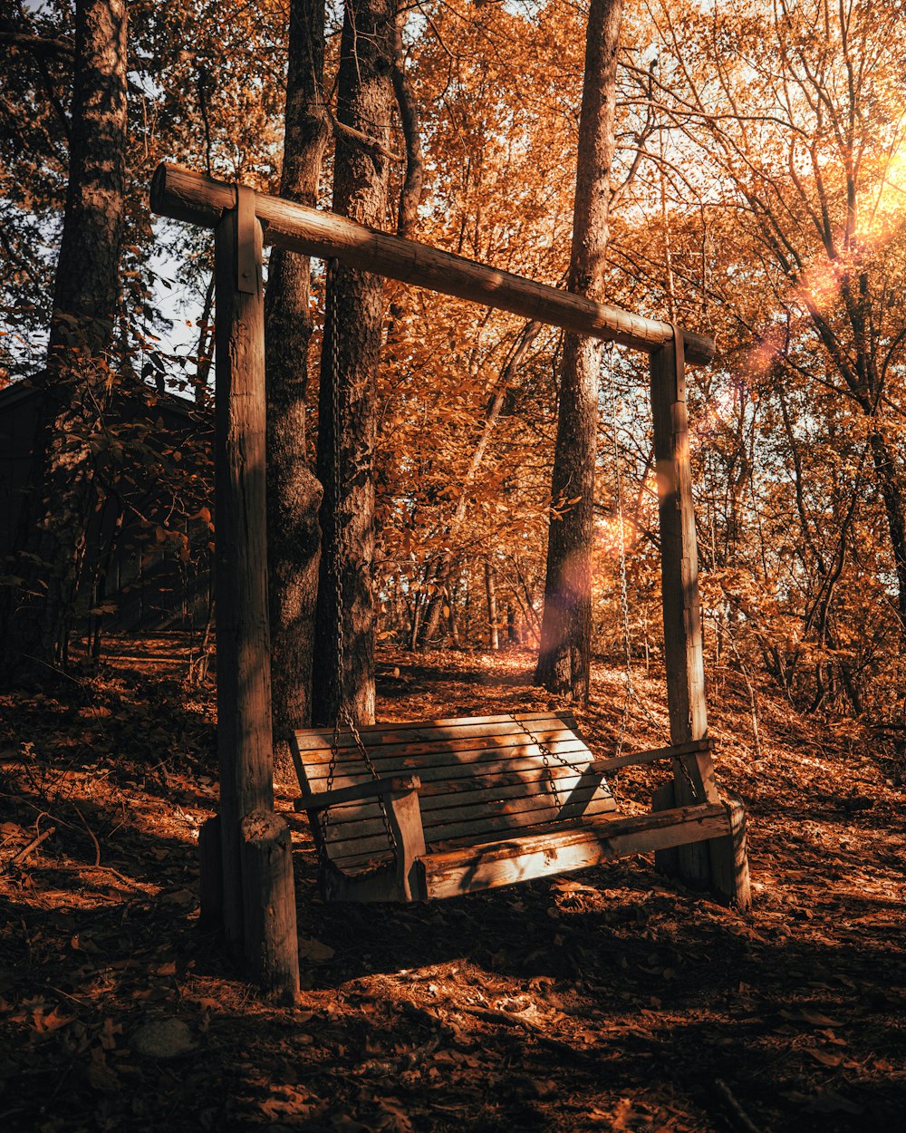 brown wooden bench