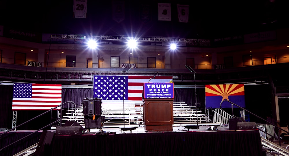 brown stanchion with Trump poster