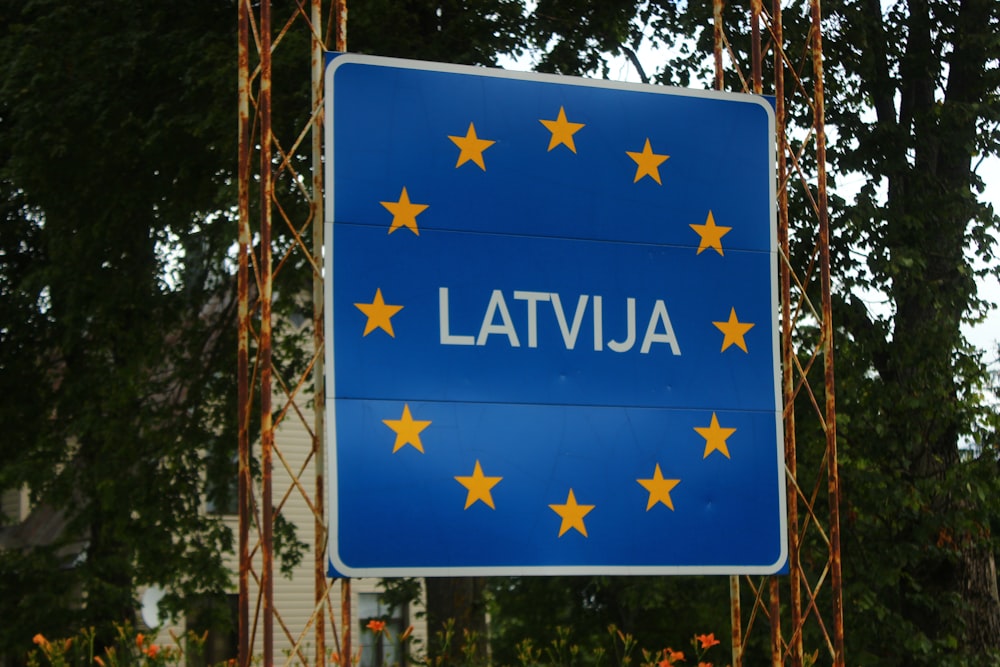 blue Latvija signage