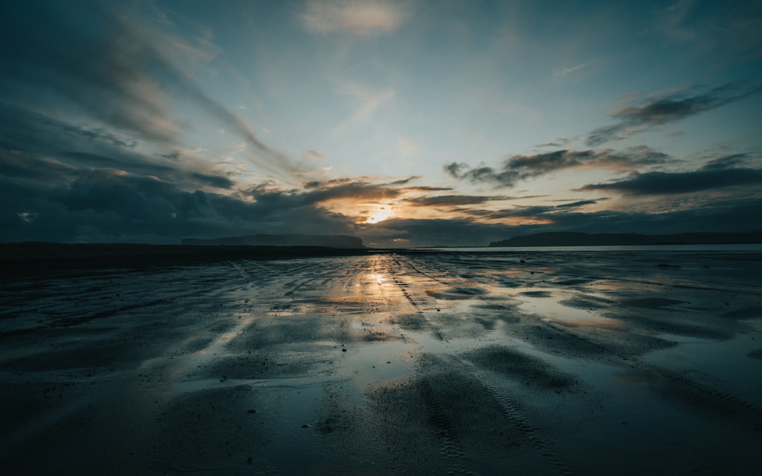 seashore and gray clouds