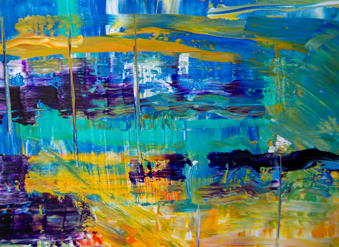 blue yellow and red abstract painting