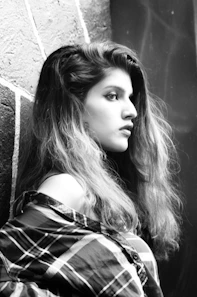 grayscale photography of woman