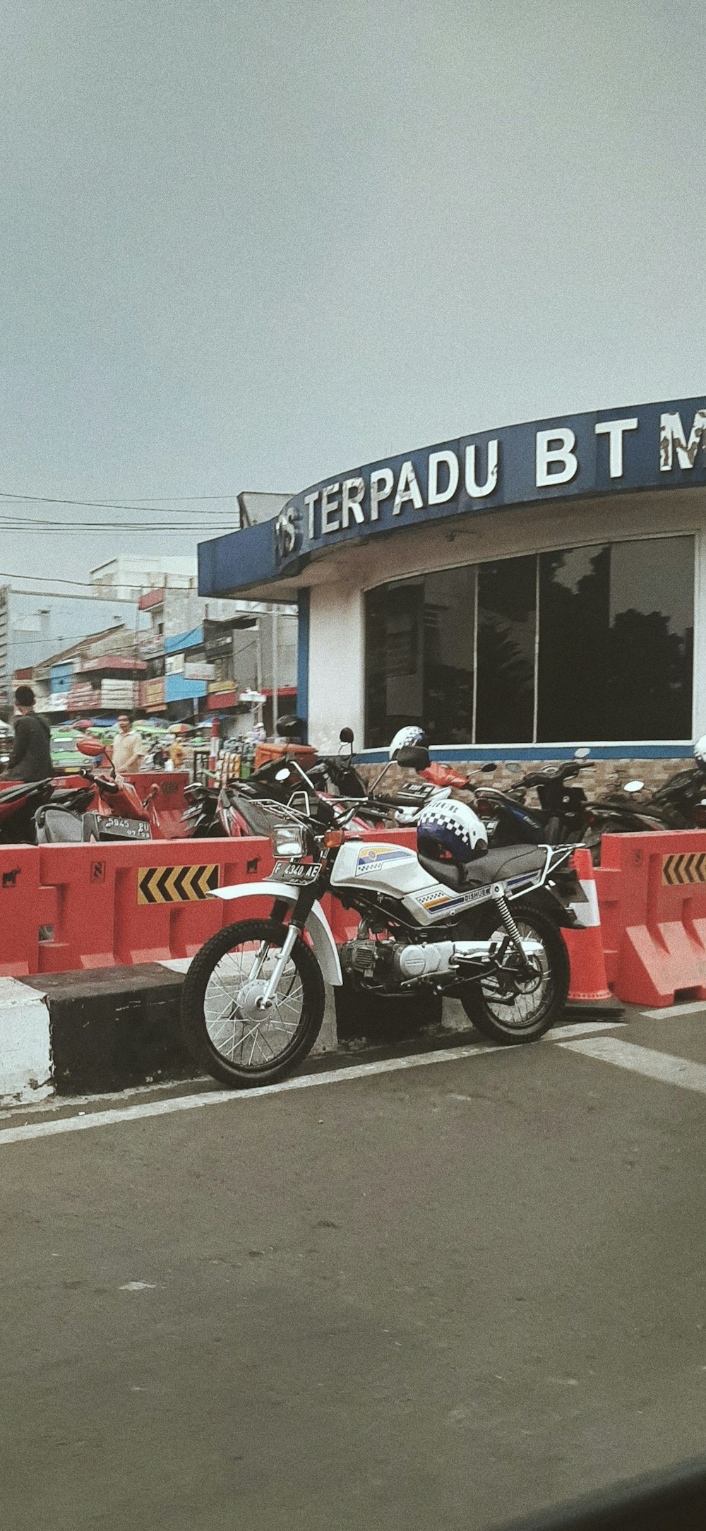 motorcycle near barricades