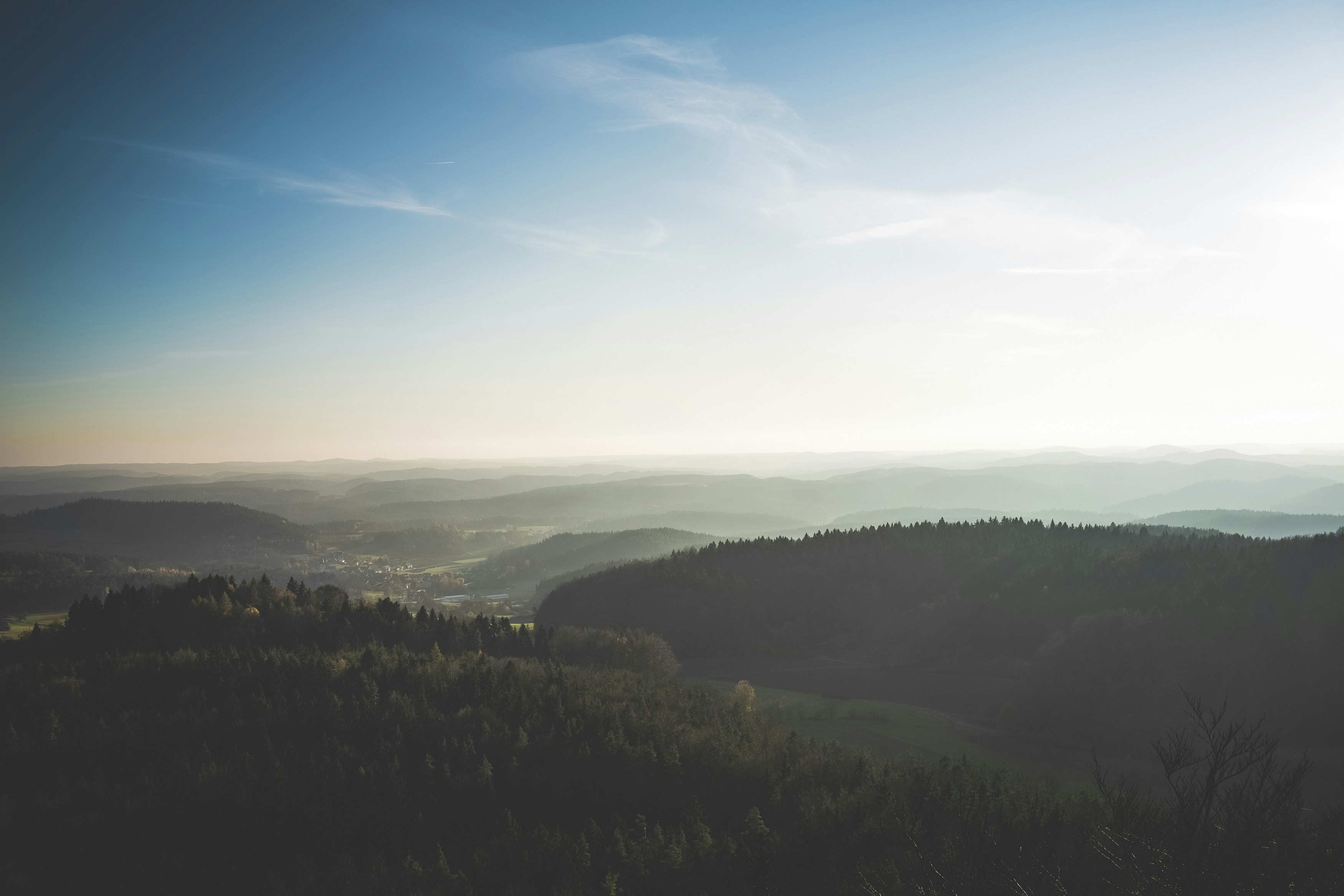 aerial photo of green hills