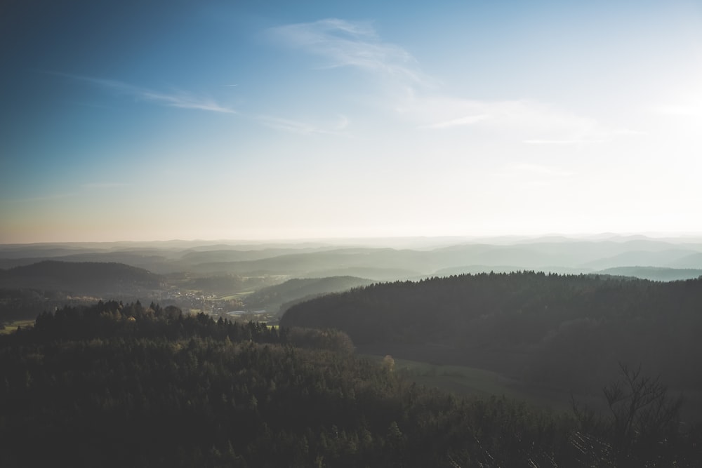 aerial photo of green hills