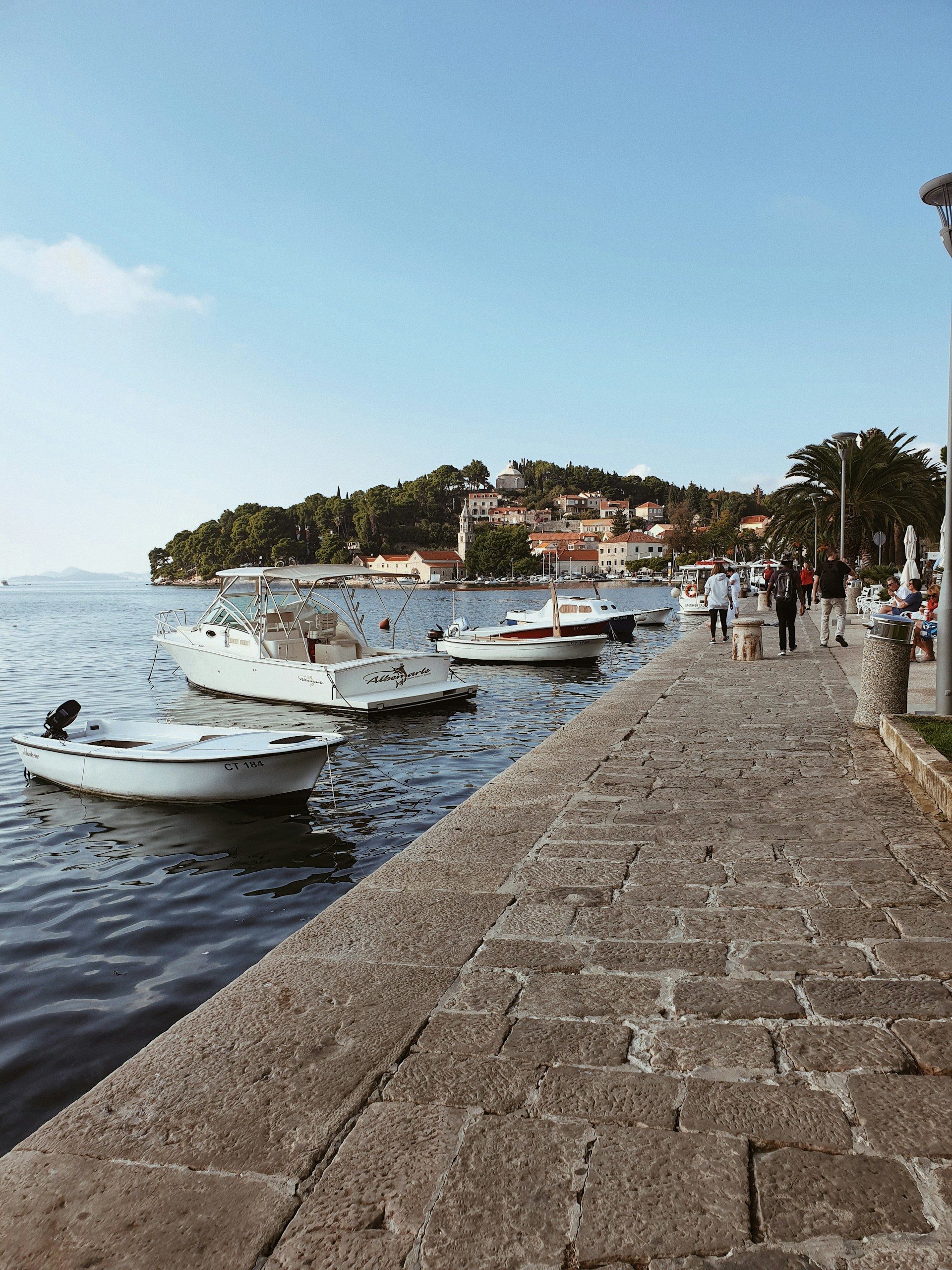 people walking beside boats