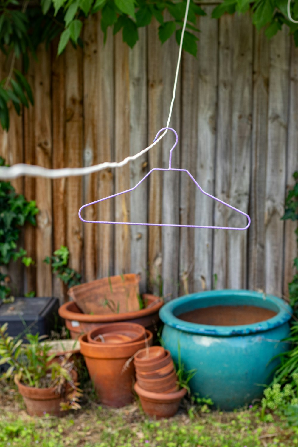 clothes hanger on wire