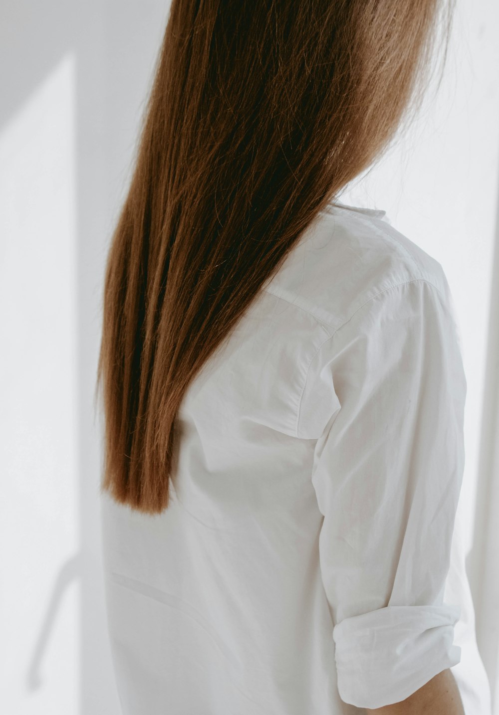 woman in white dress shirt